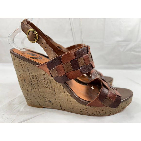Lucky Women's Mai Wedge Sandal,Brown patchwork size 7 - Picture 12 of 12